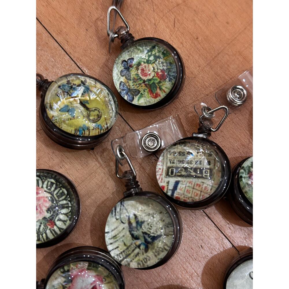 Lot of 15 Badge Reel Clips Floral Butterfly Whimsical Nurse Gift - Picture 4 of 8